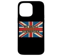 Carcasa para iPhone 14 Pro MAX Cita de Union Jack We Shall Never Surrender Churchill