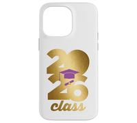 Carcasa para iPhone 14 Pro MAX Class of 2026 Graduation Golden Numbers Cap Diploma