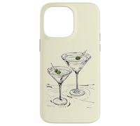 Carcasa para iPhone 14 Pro MAX Cóctel Clásico Martini Estética Verde Oliva sobre Beige