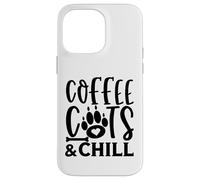 Carcasa para iPhone 14 Pro MAX Colección de Estilo de Vida Coffee Cats & Chill Cat Lovers