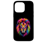 Carcasa para iPhone 14 Pro MAX Colorido Arco Iris León Cara Retrato Majestuoso Animal