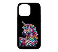 Carcasa para iPhone 14 Pro MAX Cool Colorful Zebra Head with Unicorn Horn Safari Animal
