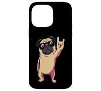 Carcasa para iPhone 14 Pro MAX Cool Pug Rock On Funny Dog Lover Animal Graphic Gafas de Sol