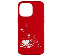 Carcasa para iPhone 14 Pro MAX Corazones Y Elegante Curling Florece Ilustración Blanco