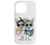 Carcasa para iPhone 14 Pro MAX Corgi Dogs Sweet Will Bite Savage, descarado y Lindo Humor