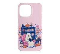 Carcasa para iPhone 14 Pro MAX Cozy Spooky Ghost Reading in Autumn Halloween Teacher Kids