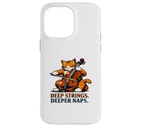 Carcasa para iPhone 14 Pro MAX Cuerdas Profundas. Siestas más Profundas. Violonchelo Gato Música Humor