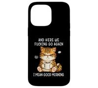 Carcasa para iPhone 14 Pro MAX Cute Angry Cat Drinking Coffee Tabby Cat Morning Mood Meme
