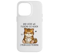 Carcasa para iPhone 14 Pro MAX Cute Angry Cat Drinking Coffee Tabby Cat Morning Mood Meme