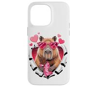 Carcasa para iPhone 14 Pro MAX Cute Capybara with Chocolate Valentine Hearts Love