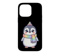 Carcasa para iPhone 14 Pro MAX Cute Kawaii Penguin Rainbow Beanie Scarf Winter