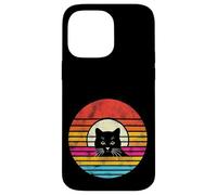 Carcasa para iPhone 14 Pro MAX Desgastado Retro Atardecer Gato Negro Gato Mamá Gato Papá