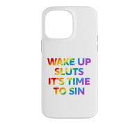 Carcasa para iPhone 14 Pro MAX Despierta es Hora de pecar Texto Divertido del Arco Iris
