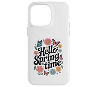 Carcasa para iPhone 14 Pro MAX Diseño de tipografía Floral Hello Spring Time