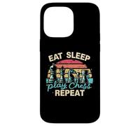 Carcasa para iPhone 14 Pro MAX Divertida Camiseta Eat Sleep Play Chess Repeat para un Jugador de ajedrez