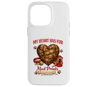 Carcasa para iPhone 14 Pro MAX Divertida Idea de Amor para Perros con Estampado de Barro y Estampado de My Heart Has Fur