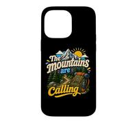 Carcasa para iPhone 14 Pro MAX Divertida Mochila de Senderismo The Mountains Are Calling Pines Trees