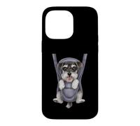 Carcasa para iPhone 14 Pro MAX Divertido Cachorro Schnauzer Miniatura en un portabebés. Amante de los Perros