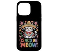 Carcasa para iPhone 14 Pro MAX Divertido Dicho Mexicano del Sombrero del Gato del Cinco de Meow