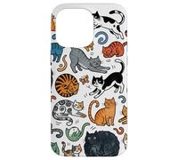 Carcasa para iPhone 14 Pro MAX Divertido Gato Doodle Patrón Colorido Amante De Las Mascotas