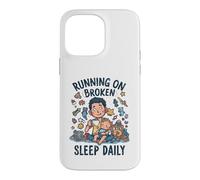 Carcasa para iPhone 14 Pro MAX Divertido niño Cansado Nuevo papá Corriendo en el sueño Roto Diario