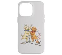 Carcasa para iPhone 14 Pro MAX Doodle Perros Bailando Enamorados con Taza de café por la mañana