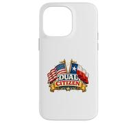 Carcasa para iPhone 14 Pro MAX Dual Citizen Texas American Flag Patriotic Funny Pride