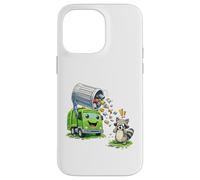 Carcasa para iPhone 14 Pro MAX Dumpy The Garbage Truck Limpieza de Basura con niños Mapache