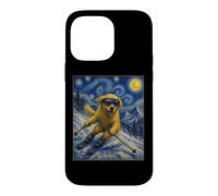 Carcasa para iPhone 14 Pro MAX Esquí Golden Retriever Art Skiier Perro en Ski Hill