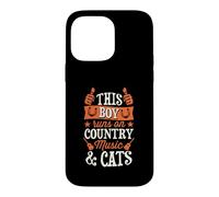 Carcasa para iPhone 14 Pro MAX Este Chico Corre con música Country y Gatos