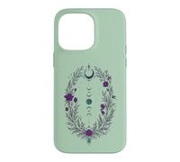 Carcasa para iPhone 14 Pro MAX Fases Lunares Corona Botánica con Flores Violetas y Hojas