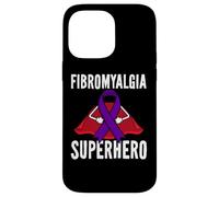 Carcasa para iPhone 14 Pro MAX Fibromialgia Superhero Warrior Fighter Purple Ribbon