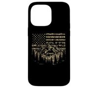Carcasa para iPhone 14 Pro MAX Forest Tree Wildlife Nature Outdoor Camo American USA Flag
