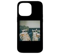 Carcasa para iPhone 14 Pro MAX Foto Retro de Gatos con Cerveza Divertida, Divertida Fiesta de Gatos enfriados con Alcohol