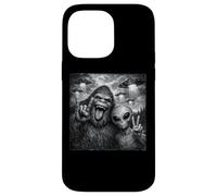 Carcasa para iPhone 14 Pro MAX Funny Alien and Bigfoot Selfie UFO Rock on Sign Sasquatch