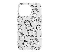 Carcasa para iPhone 14 Pro MAX Funny Artsy Linocut Kids Faces, Lindo Sonriendo riendo