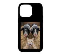 Carcasa para iPhone 14 Pro MAX Funny Cat Selfie with Pigs Design - Cute Animal Pig Lovers