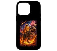 Carcasa para iPhone 14 Pro MAX Funny Coffee Orange Cat Riding T-Rex in Cosmic Galaxy UFO