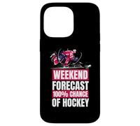 Carcasa para iPhone 14 Pro MAX Funny Hockey Player Pronóstico de Fin de Semana Hockey
