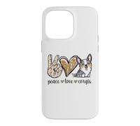 Carcasa para iPhone 14 Pro MAX Funny Kawaii Peace Love Cardigan Blue Merle Corgi Lover