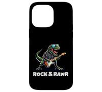 Carcasa para iPhone 14 Pro MAX Funny Rock and Rawr, Lindo Dinosaurio, Rock'n Roll Dino Party