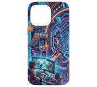 Carcasa para iPhone 14 Pro MAX Futurista Cyberpunk PC Gamer y Retro Pixel Art RPG Fantasía
