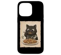 Carcasa para iPhone 14 Pro MAX Gato Negro Kawaii Comiendo Arroz Curry Japonés Anime Food Lover