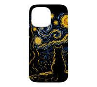 Carcasa para iPhone 14 Pro MAX Gato Noche Estrellada Van Gogh Luna Arte Mamá Papá Miau