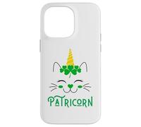 Carcasa para iPhone 14 Pro MAX Gato Unicornio irlandés Lil Miss Caticorn Green para el Día de San Patricio