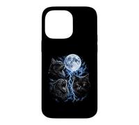 Carcasa para iPhone 14 Pro MAX Gatos Gatos Góticos Negros Divertido Miau Aullando Luna Meme