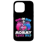 Carcasa para iPhone 14 Pro MAX Gender Reveal Mommy Team Rosa o Azul Qué Piensas