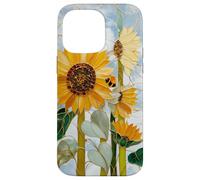 Carcasa para iPhone 14 Pro MAX Girasol Abeja Art Nouveau Floral Botanico Cielo Mosaico Sol