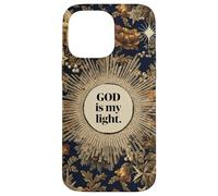 Carcasa para iPhone 14 Pro MAX God Is My Light Biblia Cristiana Fe Vintage Flower Floral