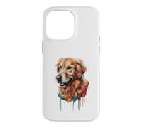 Carcasa para iPhone 14 Pro MAX Golden Retriever Colorido Splatter Art Acuarela Pintada